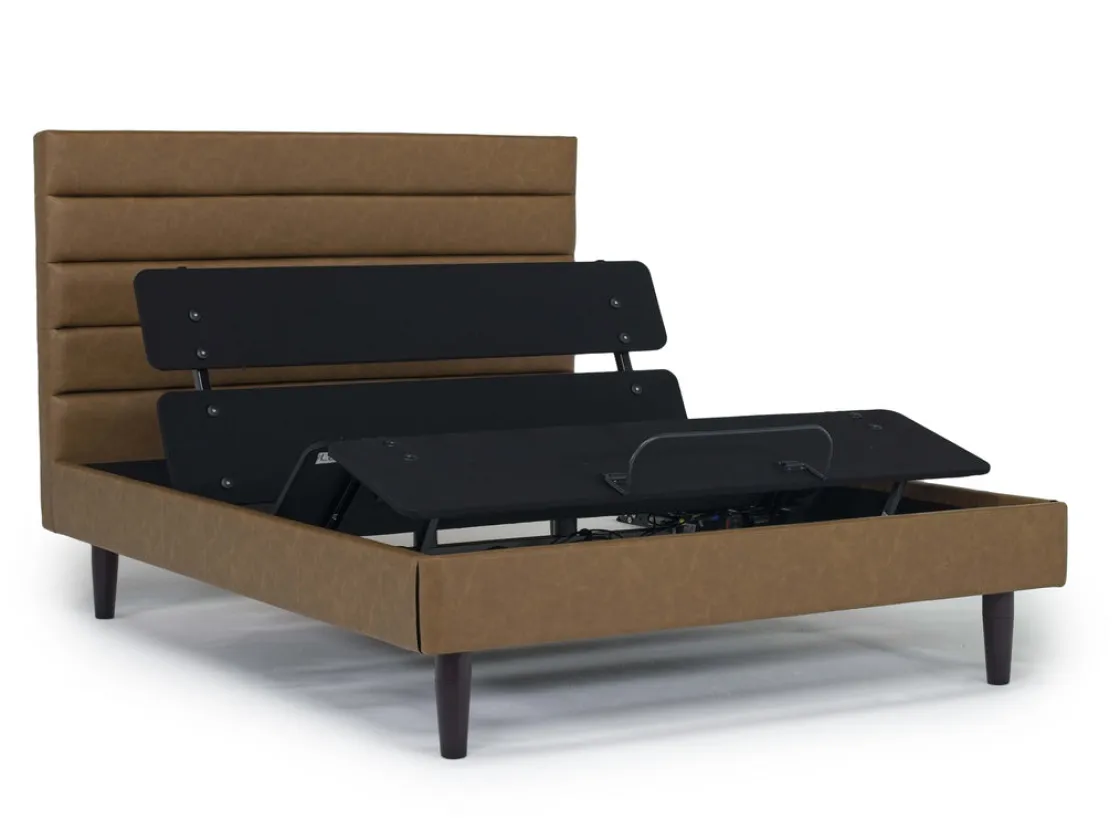 Mor Furniture Vista Upholstered Adjustable Foundation Bed In Charcoal, Full