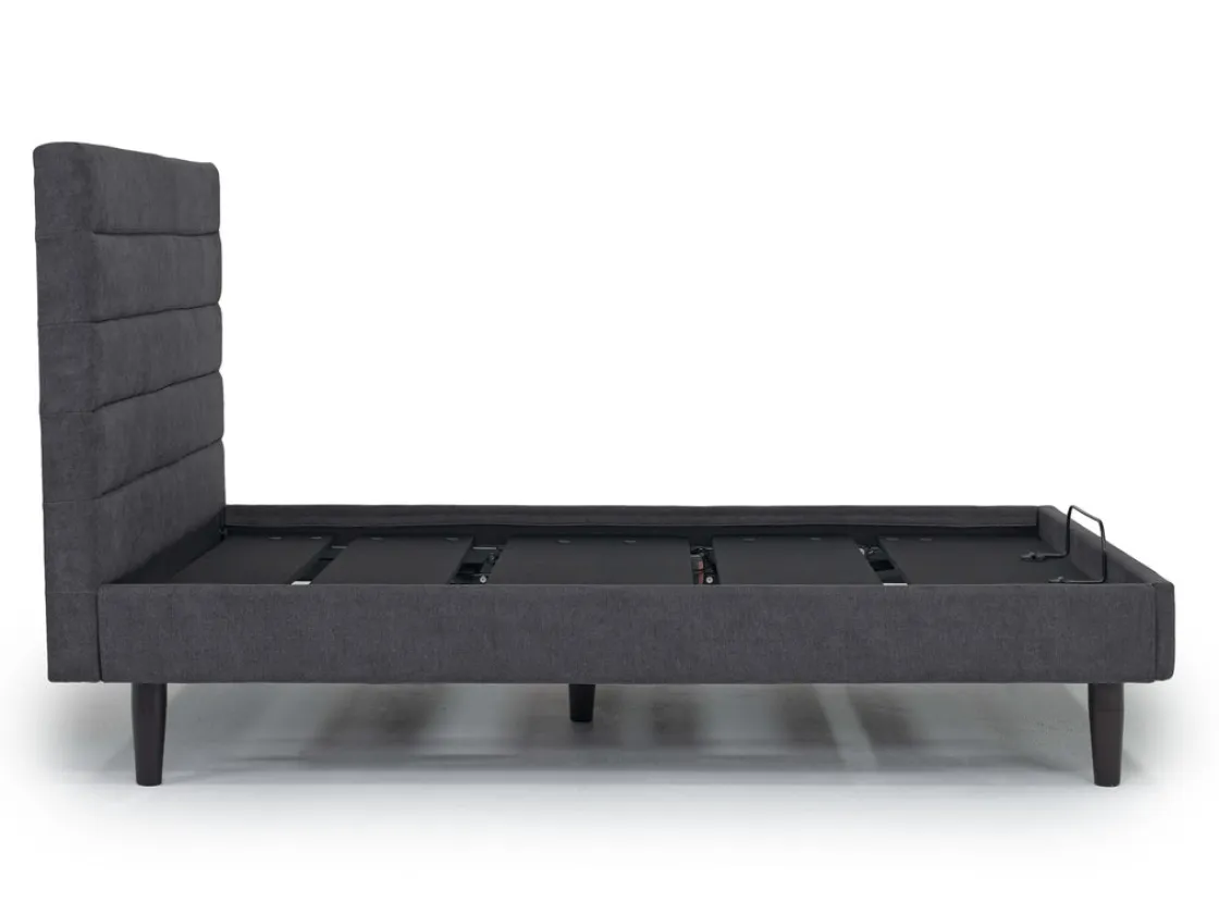 Mor Furniture Vista Upholstered Adjustable Foundation Bed In Charcoal, Full