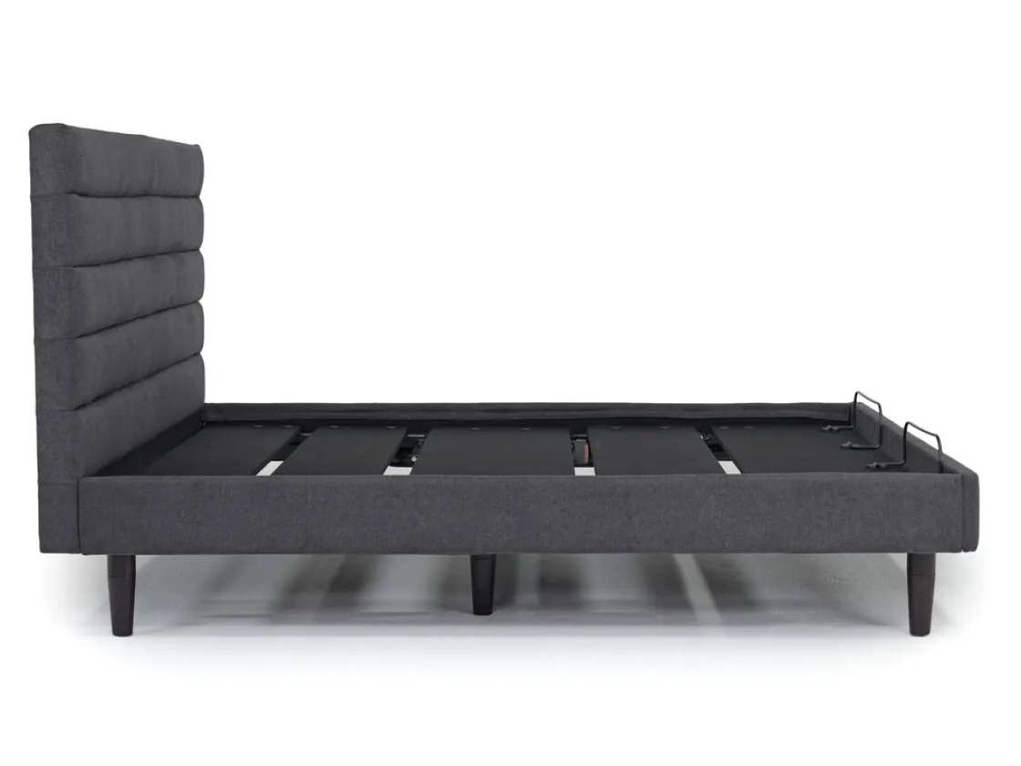 Mor Furniture Vista Upholstered Adjustable Foundation Bed In Charcoal, Full