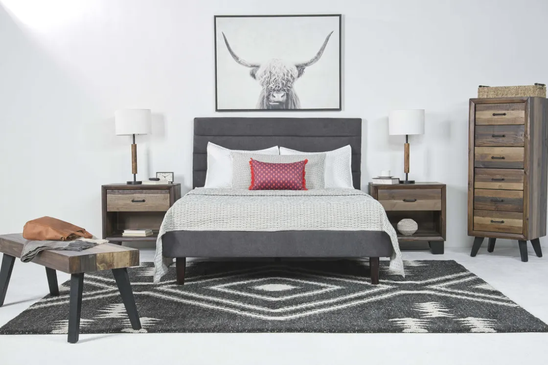 Mor Furniture Vista Upholstered Adjustable Foundation Bed In Charcoal, Full