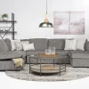 Mor Furniture Vivian Full Pullout Dual Chaise Sectional In Gray Fabric, Right Facing
