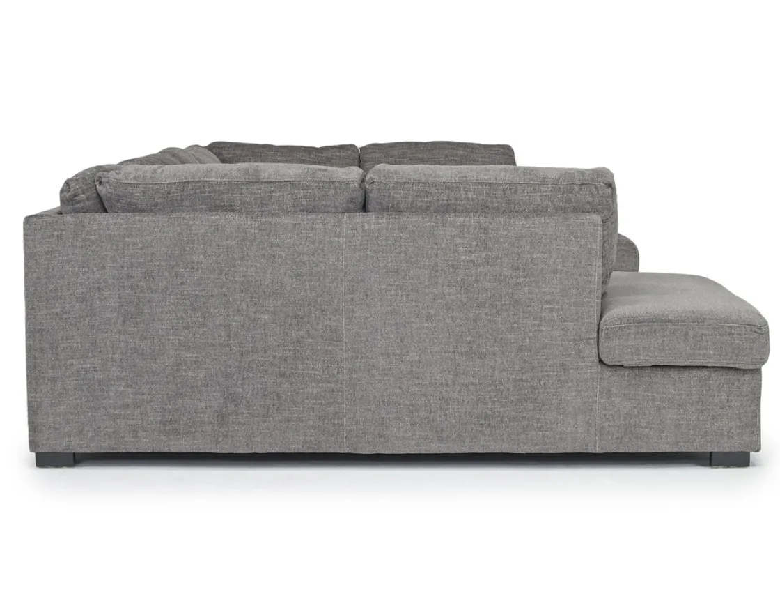 Mor Furniture Vivian Full Pullout Dual Chaise Sectional In Gray Fabric, Right Facing