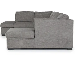 Mor Furniture Vivian Full Pullout Dual Chaise Sectional In Gray Fabric, Right Facing
