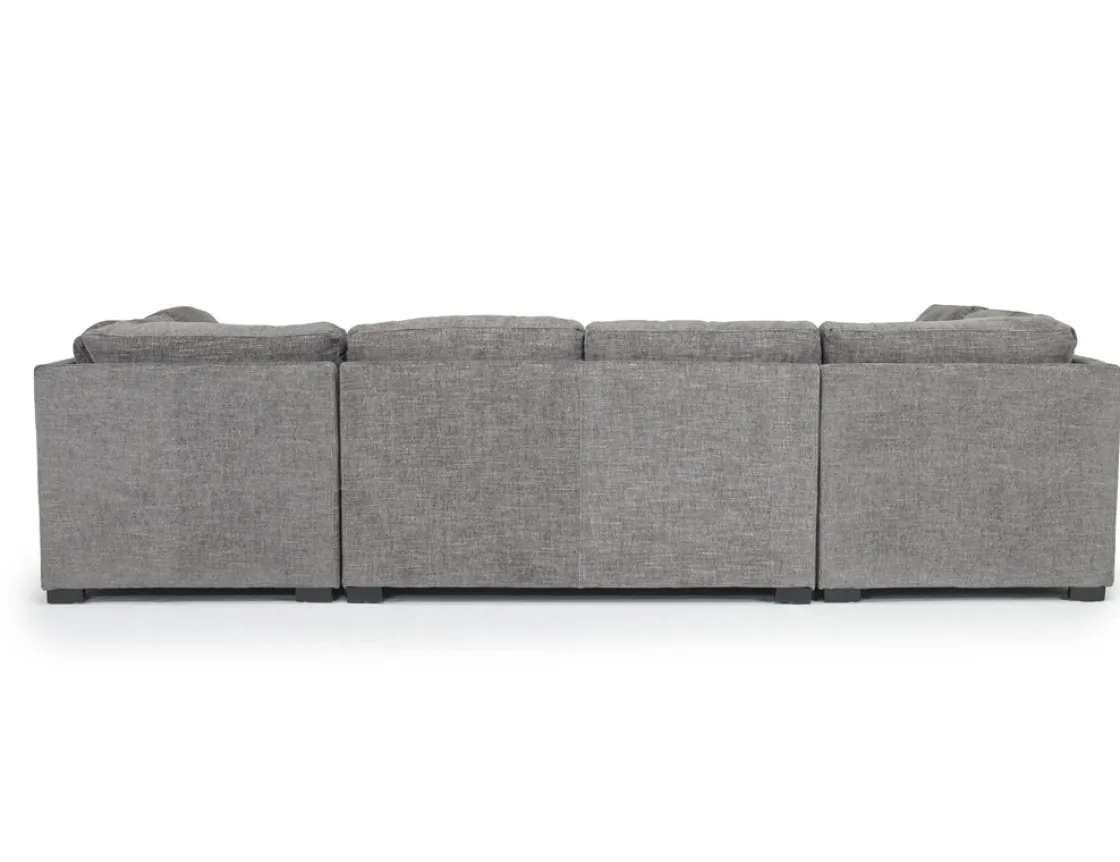 Mor Furniture Vivian Full Pullout Dual Chaise Sectional In Gray Fabric, Right Facing