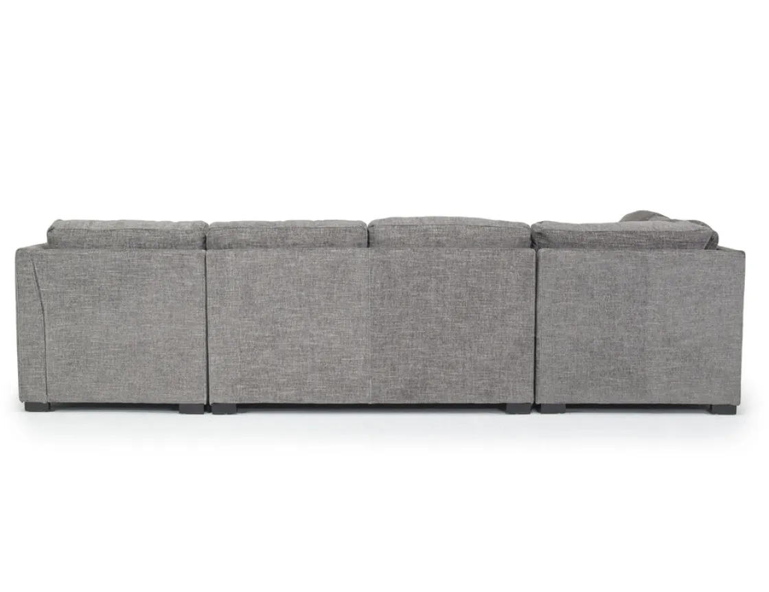 Mor Furniture Vivian Full Pullout Dual Chaise Sectional In Gray Fabric, Right Facing