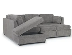 Mor Furniture Vivian Full Pullout Sofa Sleeper Tux Chaise In Gray, Left Facing