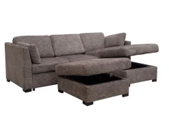 Mor Furniture Vivian Full Pullout Sofa Chaise In Gray Fabric, Left Facing