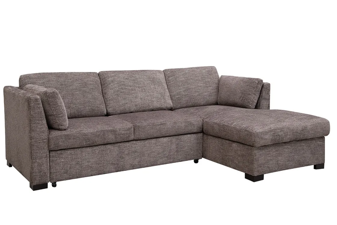 Mor Furniture Vivian Full Pullout Sofa Chaise In Gray Fabric, Left Facing
