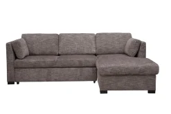 Mor Furniture Vivian Full Pullout Sofa Chaise In Gray Fabric, Left Facing