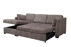 Mor Furniture Vivian Full Pullout Sofa Chaise In Gray Fabric, Left Facing