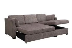 Mor Furniture Vivian Full Pullout Sofa Chaise In Gray Fabric, Left Facing