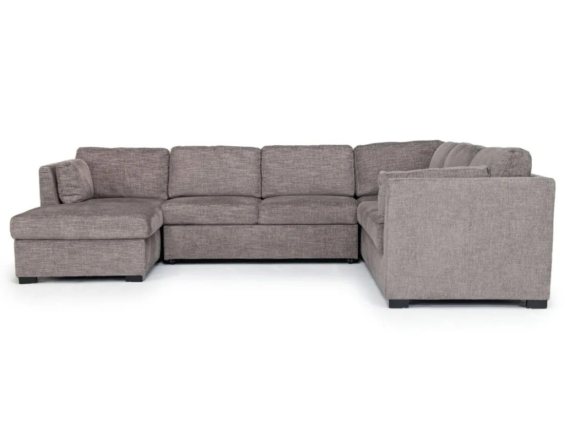 Mor Furniture Vivian Full Pullout Tux Chaise Sectional W/ Storage In Gray, Left Facing