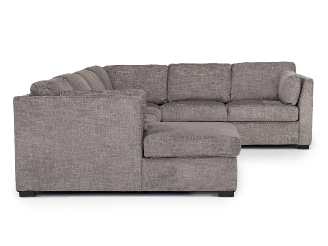 Mor Furniture Vivian Full Pullout Tux Chaise Sectional W/ Storage In Gray, Left Facing