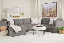 Mor Furniture Vivian Full Pullout Tux Chaise Sectional W/ Storage In Gray, Left Facing