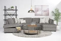 Mor Furniture Vivian Full Pullout Tux Chaise Sectional W/ Storage In Gray, Left Facing