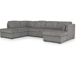 Mor Furniture Vivian Full Pullout Tux Chaise Sectional W/ Storage In Gray, Left Facing