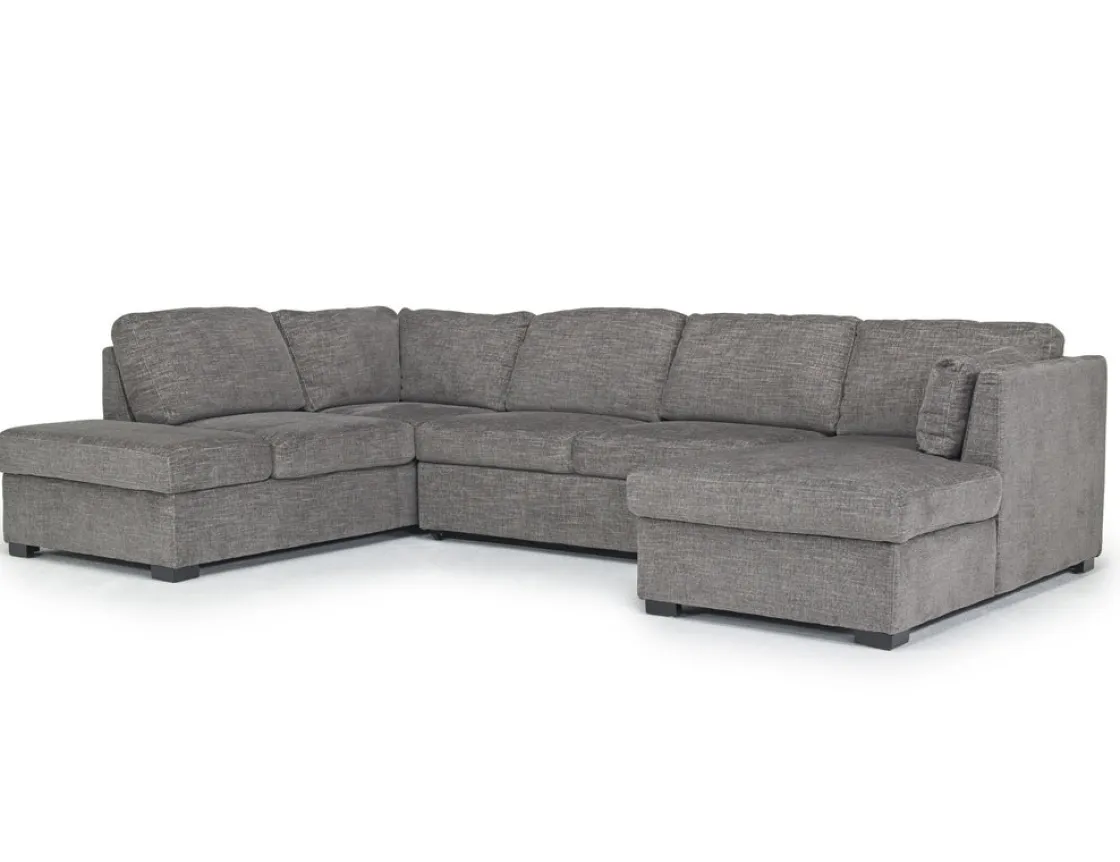 Mor Furniture Vivian Full Pullout Tux Chaise Sectional W/ Storage In Gray, Left Facing