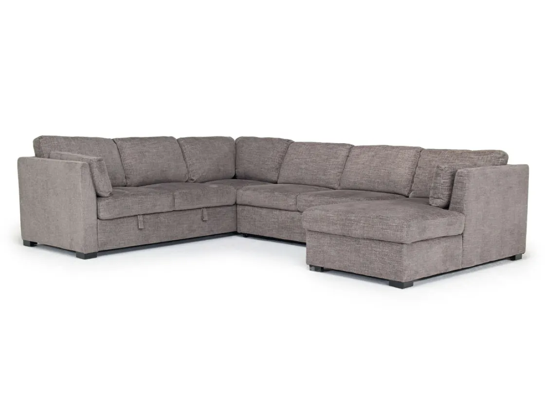 Mor Furniture Vivian Full Pullout Tux Chaise Sectional W/ Storage In Gray, Left Facing