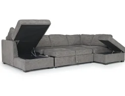 Mor Furniture Vivian Full Pullout Tux Chaise Sectional W/ Storage In Gray, Left Facing