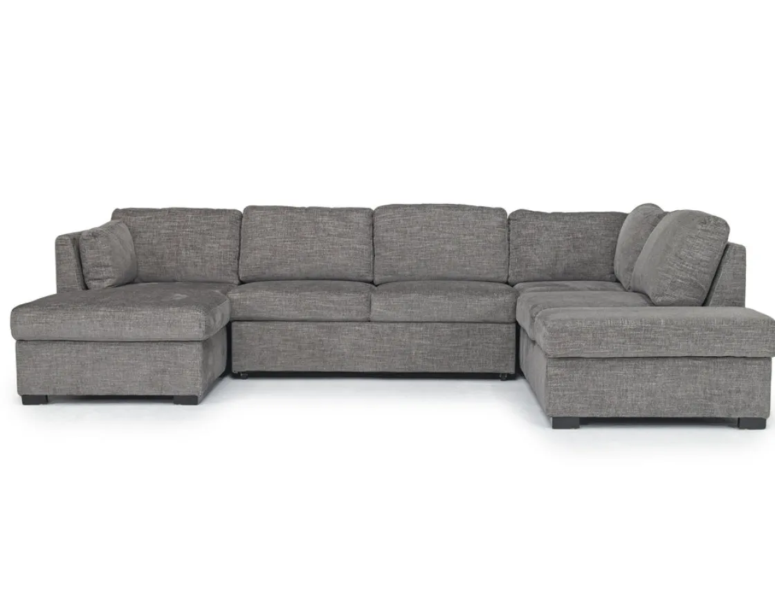 Mor Furniture Vivian Full Pullout Tux Chaise Sectional W/ Storage In Gray, Left Facing