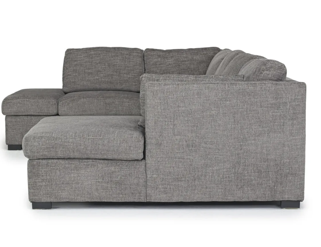 Mor Furniture Vivian Full Pullout Tux Chaise Sectional W/ Storage In Gray, Left Facing