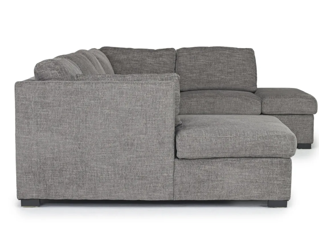 Mor Furniture Vivian Full Pullout Tux Chaise Sectional W/ Storage In Gray, Left Facing