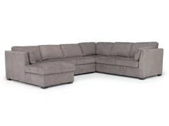 Mor Furniture Vivian Full Pullout Tux Chaise Sectional W/ Storage In Gray, Left Facing