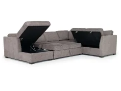 Mor Furniture Vivian Full Pullout Tux Chaise Sectional W/ Storage In Gray, Left Facing