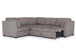 Mor Furniture Vivian Full Tux Sleeper Sectional In Gray Fabric, Left Facing