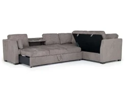 Mor Furniture Vivian Full Tux Sleeper Sectional In Gray Fabric, Left Facing