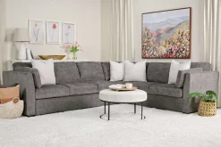 Mor Furniture Vivian Full Tux Sleeper Sectional In Gray Fabric, Left Facing
