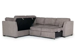 Mor Furniture Vivian Full Tux Sleeper Sectional In Gray Fabric, Left Facing