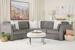 Mor Furniture Vivian Full Tux Sleeper Sectional In Gray Fabric, Left Facing