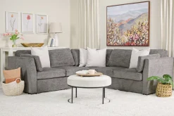 Mor Furniture Vivian Full Tux Sleeper Sectional In Gray Fabric, Left Facing