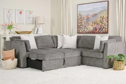 Mor Furniture Vivian Full Tux Sleeper Sectional In Gray Fabric, Left Facing