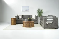 Mor Furniture Vivian Queen Pullout Sofa & Full Pullout Loveseat In Gray Fabric