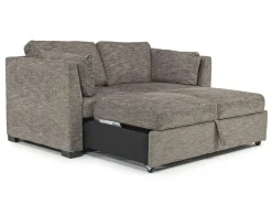 Mor Furniture Vivian Queen Pullout Sofa & Full Pullout Loveseat In Gray Fabric