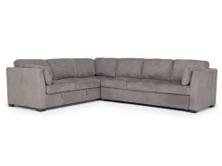 Mor Furniture Vivian Queen Tux Sleeper Sectional W/ Drop Down Table In Handwoven Pewter, Right Facing