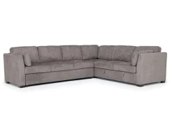 Mor Furniture Vivian Queen Tux Sleeper Sectional W/ Drop Down Table In Handwoven Pewter, Right Facing