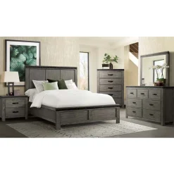 Mor Furniture Wade Panel Bed, Dresser, Mirror & Nightstand In Gray, Queen