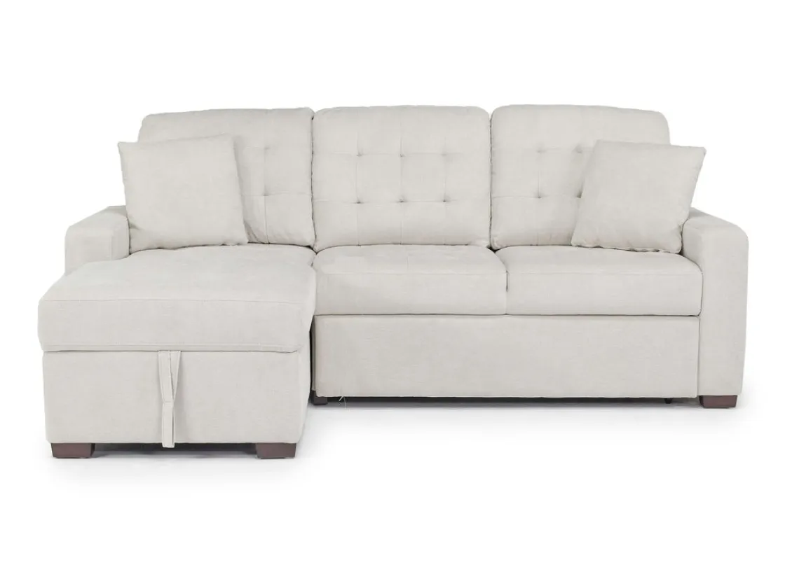 Mor Furniture Waitsfield Full Pullout Sofa Chaise In Gray, Left Facing