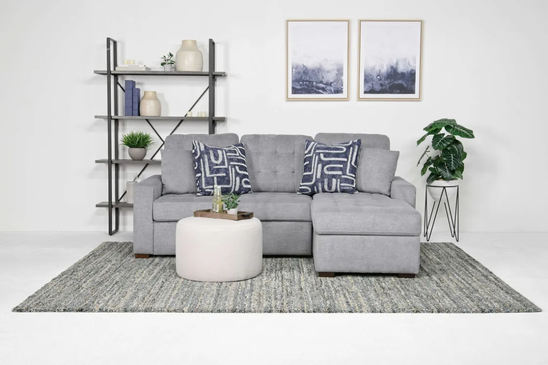 Mor Furniture Waitsfield Full Pullout Sofa Chaise In Gray, Left Facing