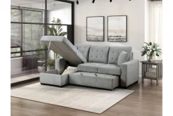 Mor Furniture Waitsfield Full Pullout Sofa Chaise In Gray, Left Facing