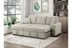 Mor Furniture Waitsfield Full Pullout Sofa Chaise In Gray, Left Facing