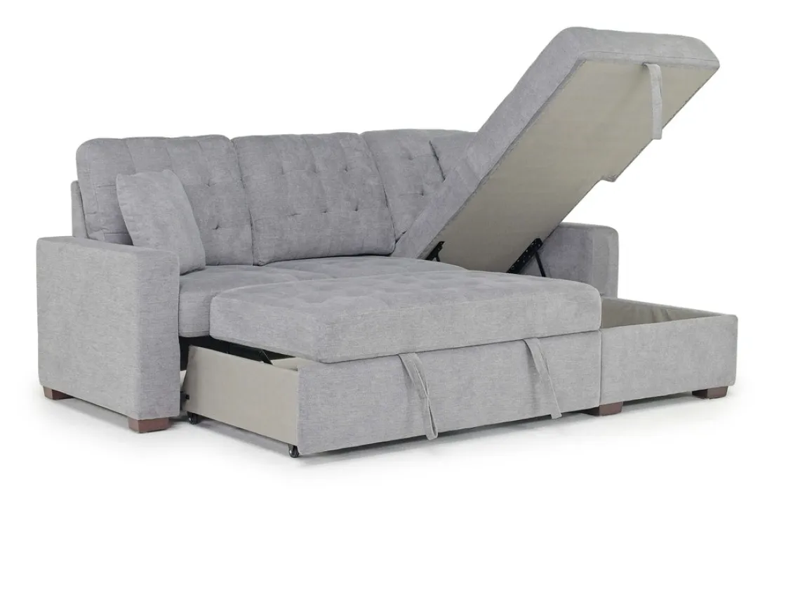 Mor Furniture Waitsfield Full Pullout Sofa Chaise In Gray, Left Facing
