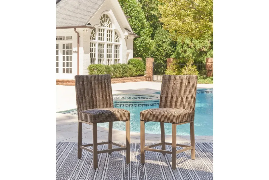 Mor Furniture Walton Bridge Outdoor Bar Stool In Driftwood, Set Of 2