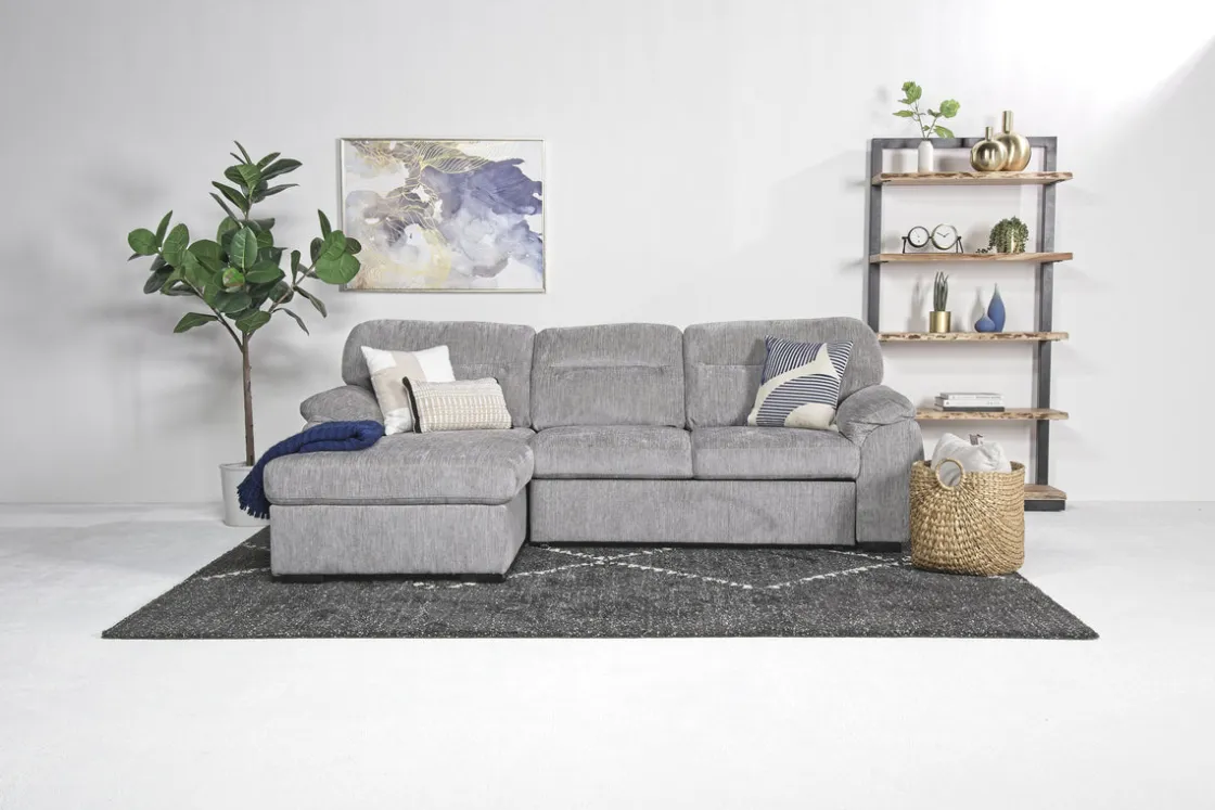 Mor Furniture Wanda Full Pullout Sofa Chaise In Gray, Left Facing