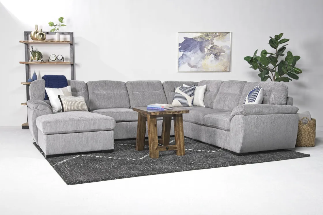 Mor Furniture Wanda Full Pullout Tux Chaise Sectional In Gray, Left Facing