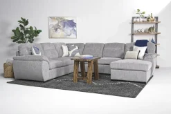 Mor Furniture Wanda Full Pullout Tux Chaise Sectional In Gray, Left Facing