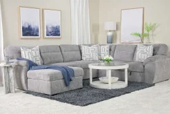 Mor Furniture Wanda Full Pullout Tux Storage Chaise Sectional In Gray, Left Facing